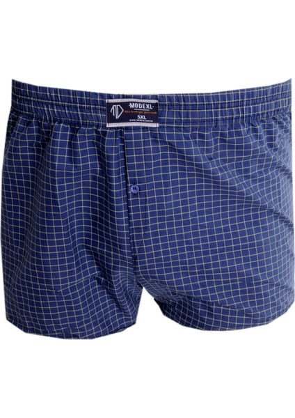 Mode Xl Büyük Beden Erkek Boxer Desenli Poplin 6348 Lacivert