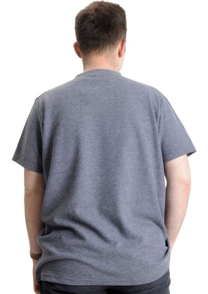Büyük Beden Erkek T-Shirt Bisiklet Yaka Waffle 20033 Antramelanj