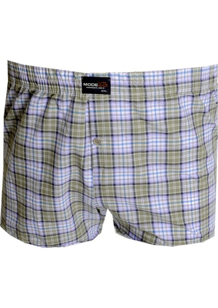 Mode Xl Büyük Beden Erkek Boxer Desenli Poplin 6348 Haki
