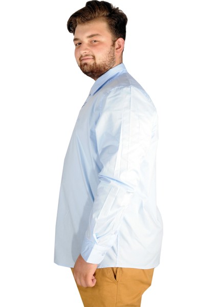 Büyük Beden Erkek Klasik Gömlek Likralı 20351 Mavi fiyatları