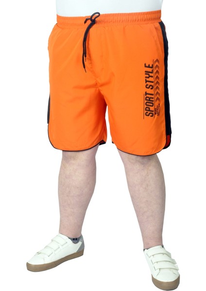 Büyük Beden Deniz Şortu Sport Style 22452 Oranj