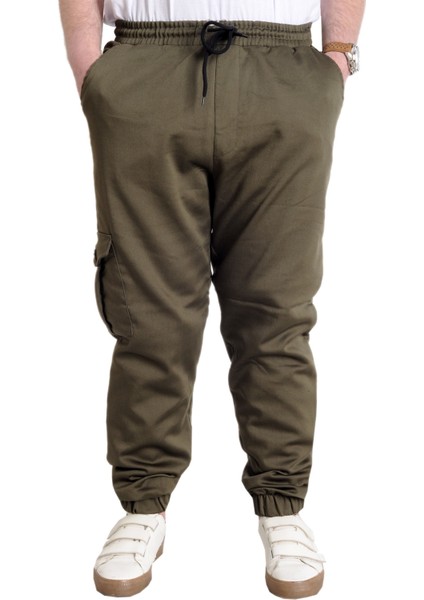 Erkek Kargo Cep Jogger Pantolon Haki Renk Keten Kumaş ile Rahat Kullanım 23912