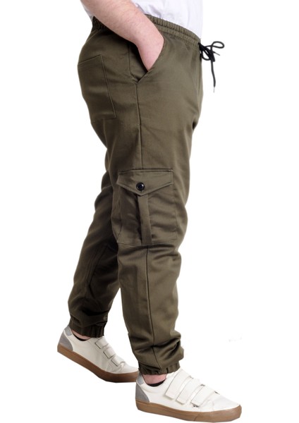 Erkek Kargo Cep Jogger Pantolon Haki Renk Keten Kumaş ile Rahat Kullanım 23912 fiyatları