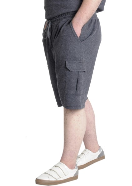 Büyük Beden Erkek Şort Kargo Cep Waffle 23500 Antramelanj modelleri
