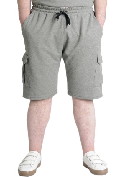 Büyük Beden Erkek Şort Kargo Cep Waffle 23500 Haki