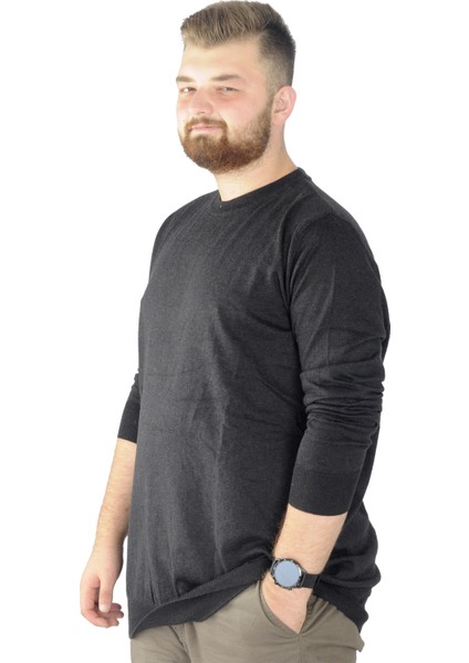 Büyük Beden Kazak Bisiklet Yaka 22207 Antrasit