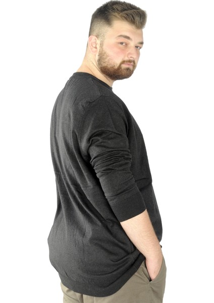 Büyük Beden Kazak Bisiklet Yaka 22207 Antrasit modelleri