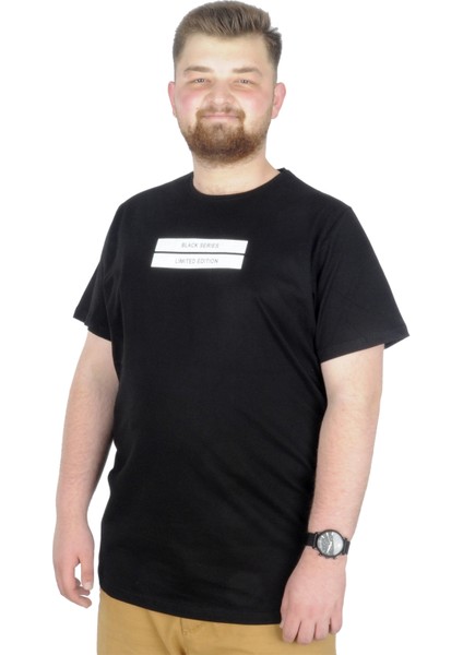 Mode Xl Büyük Beden T-Shirt Bis Yaka Black Series 22189 Siyah