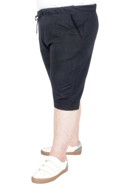 Mode Xl Büyük Beden Kapri Straight Recycle Basic B20506 Siyah modelleri