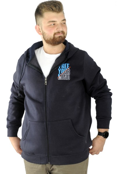 Erkek Sweat Fermuarlı Free Your Mind 22536 Lacivert