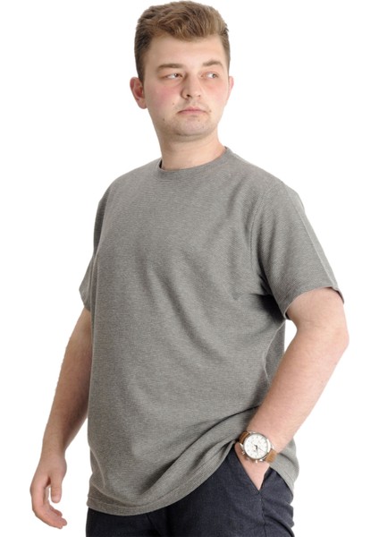 Büyük Beden Erkek T-Shirt Bisiklet Yaka Waffle 20033 Haki fiyatları