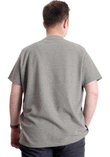 Büyük Beden Erkek T-Shirt Bisiklet Yaka Waffle 20033 Haki fırsatları
