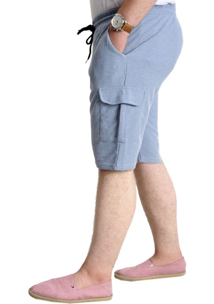 Büyük Beden Erkek Şort Kargo Cep Waffle 23500 Mavi fiyatları