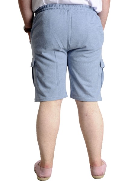Büyük Beden Erkek Şort Kargo Cep Waffle 23500 Mavi fırsatları