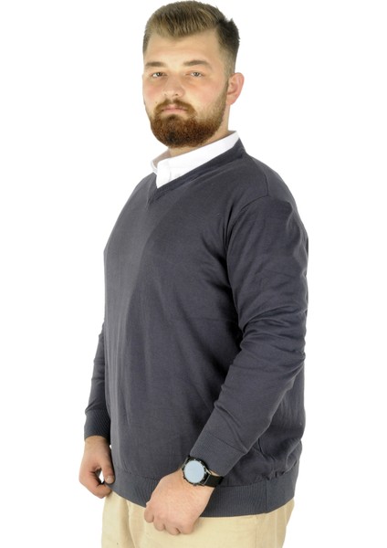 Büyük Beden Kazak V Yaka 22206 Füme fiyatları