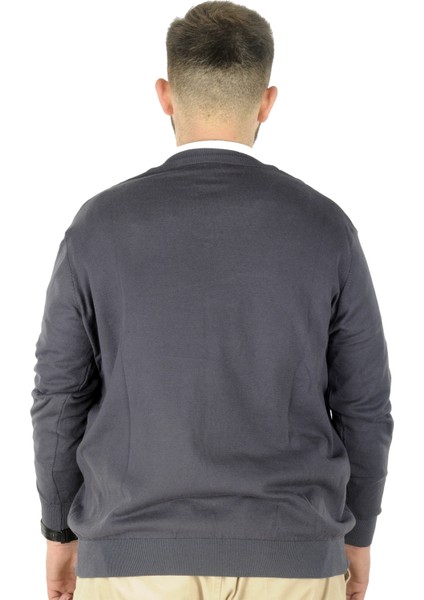 Büyük Beden Kazak V Yaka 22206 Füme modelleri