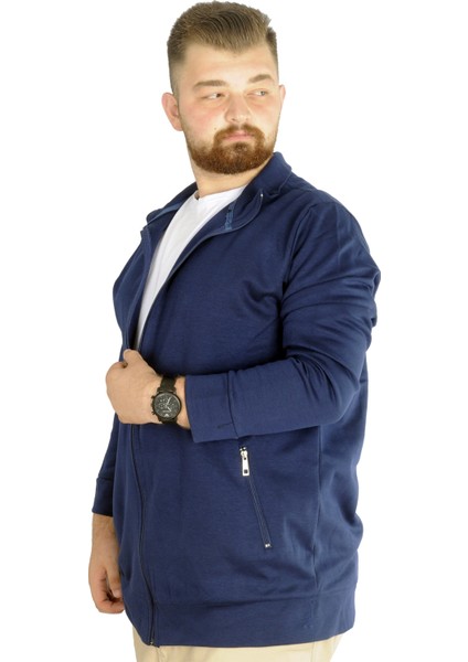 Buyuk Beden Erkek Hırka Fermuarlı Stell Dik Yaka 20571 Indigo fiyatları