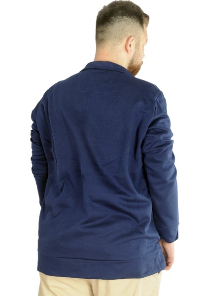 Buyuk Beden Erkek Hırka Fermuarlı Stell Dik Yaka 20571 Indigo fırsatları