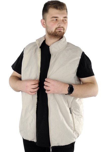 Büyük Beden Erkek Yelek Kapitone Yakalı 22601 Bej fiyatları