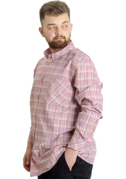 Büyük Beden Erkek Gömlek Ekose Uzun Kollu 23300 Koyu Bordo fiyatları