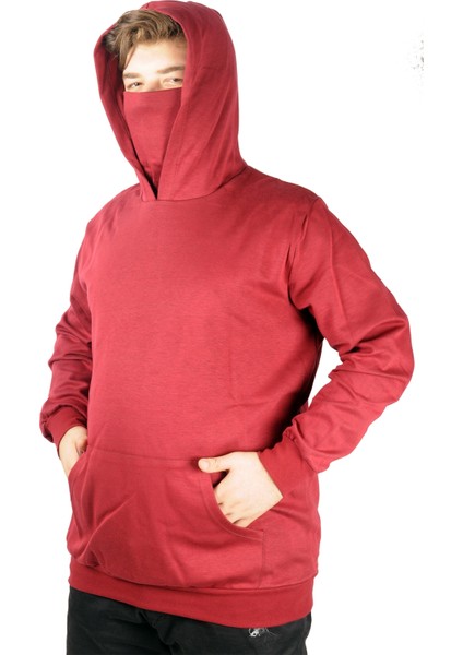 Büyük Beden Erkek Sweatshirt Arm Mask 21505 Bordo