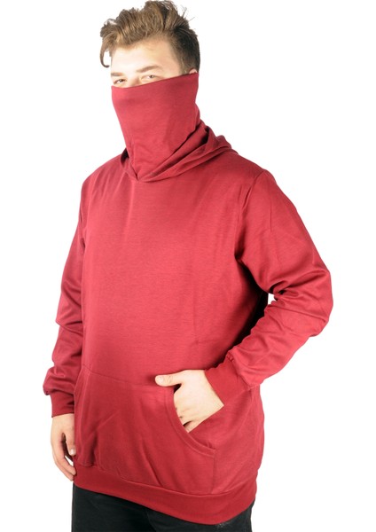 Büyük Beden Erkek Sweatshirt Arm Mask 21505 Bordo modelleri