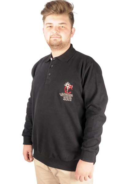 Erkek Sweat Polo Recycle Selanik Sailor B20421 Siyah