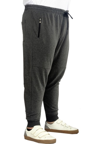 Mode Xl Büyük Beden Eşofman Altı Darpaça Zippered 22501 Antramelanj