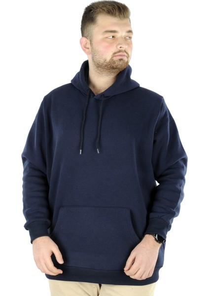 Büyük Beden Sweat Kapson Kangoroo Pocket Recycle B20532 Lacivert