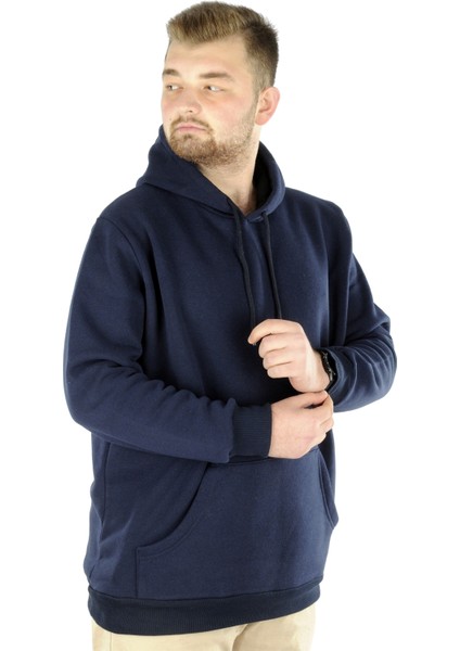 Büyük Beden Sweat Kapson Kangoroo Pocket Recycle B20532 Lacivert fiyatları