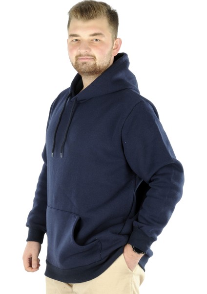 Büyük Beden Sweat Kapson Kangoroo Pocket Recycle B20532 Lacivert modelleri