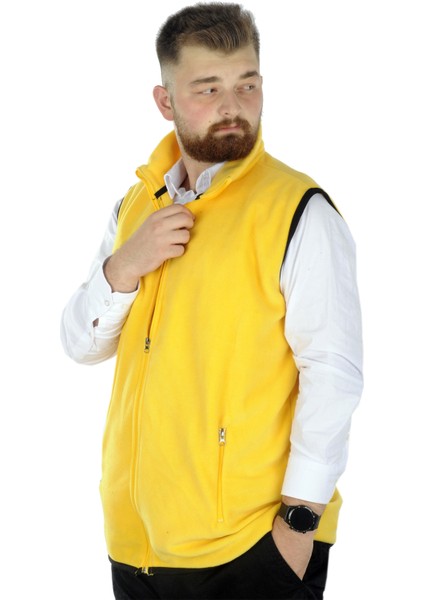 Erkek Polar Yelek Dik Yaka Fermuarlı 22549 Sarı