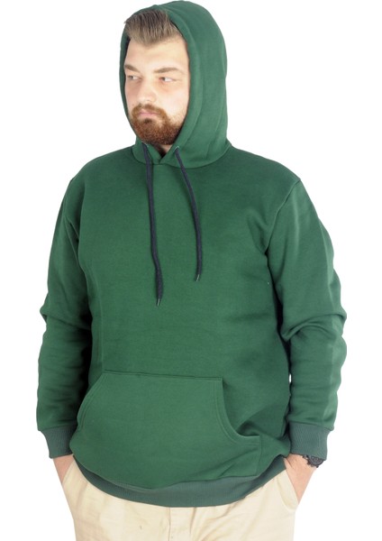 Erkek Sweatshirt Kapşonlu Pocket Basic 20562 Nefti