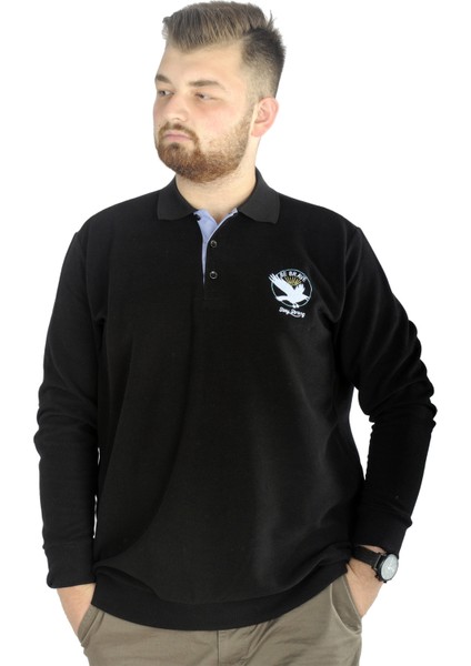 Erkek Uzun Kol Polo Bird Waffle 22444 Siyah