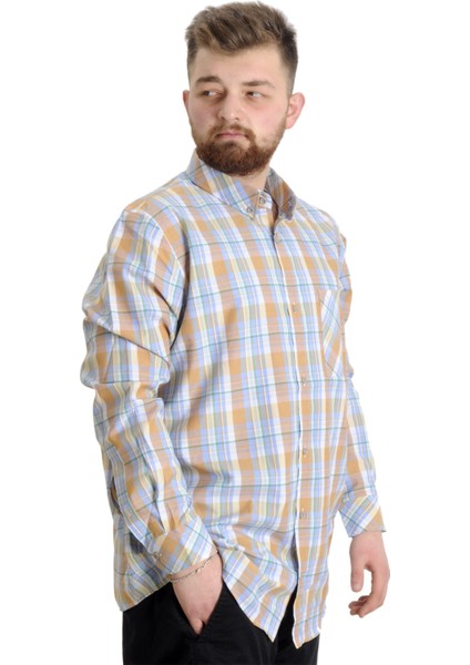 Büyük Beden Erkek Gömlek Ekose Uzun Kollu 23300 Yeşil fiyatları