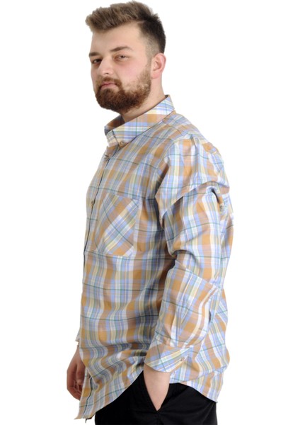 Büyük Beden Erkek Gömlek Ekose Uzun Kollu 23300 Yeşil modelleri