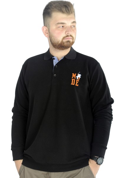 Erkek Uzun Kol Polo Mode Waffle 22447 Siyah