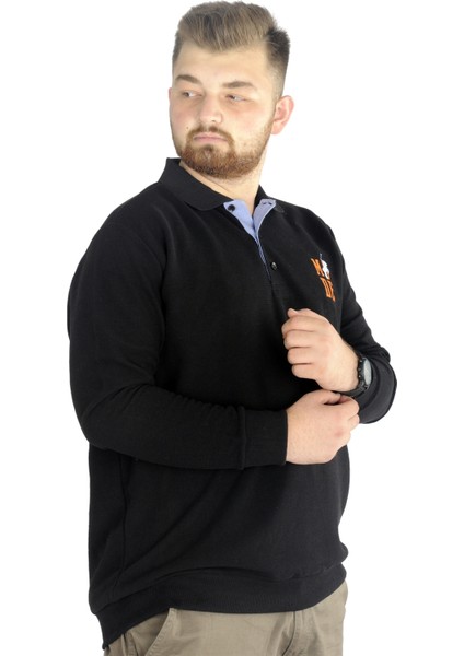 Erkek Uzun Kol Polo Mode Waffle 22447 Siyah