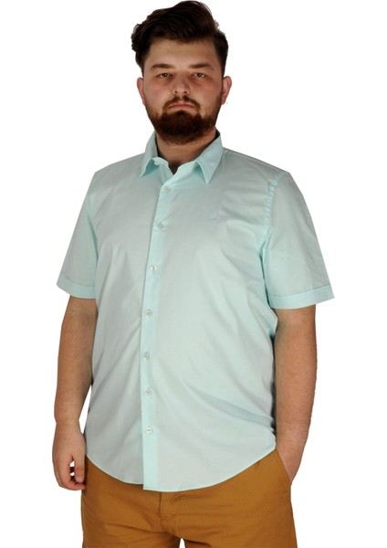 Büyük Beden Erkek No Pocket Lycra Poplin 20353 Mint Yeşili
