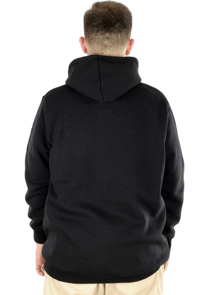 Büyük Beden Sweat Kapson Kangoroo Pocket Recycle B20532 Siyah