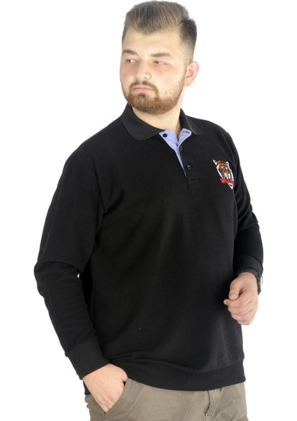 Erkek Uzun Kol Polo Wild Soul Waffle 22449 Siyah