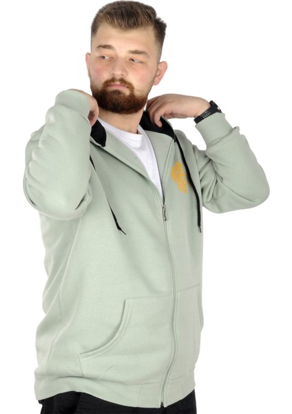 Erkek Sweat Kapşonlu Fermuarlı Karmashek 22538 Su Yeşili modelleri