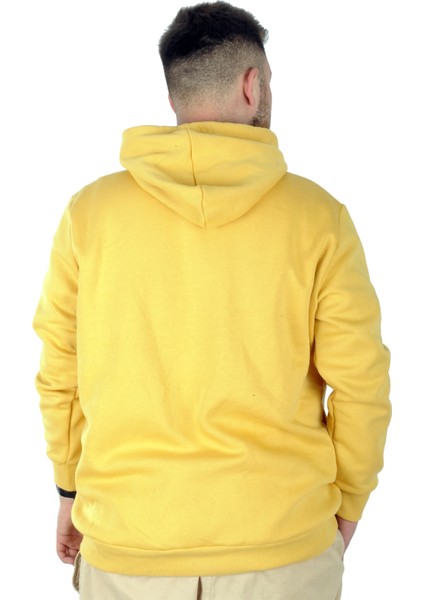Büyük Beden Erkek Sweatshirt Kapşonlu Kanguru Revival 22545 Hardal modelleri