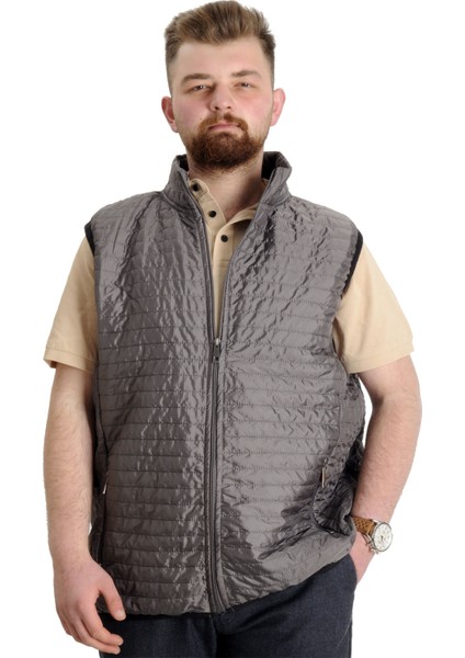 Büyük Beden Erkek Yelek Kapitone Yakalı 22601 Antrasit