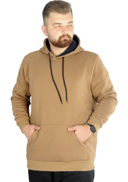 Erkek Sweatshirt Kapşonlu Pocket Basic 20562 Sütlükahve
