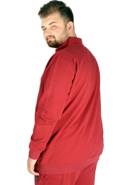 Büyük Beden Eşofman Üstü 2ip Choose Your Mode 21202 Bordo
