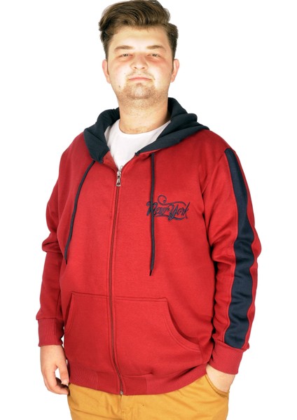Büyük Beden Erkek Sweatshirt Vintage Newyork 21504 Bordo