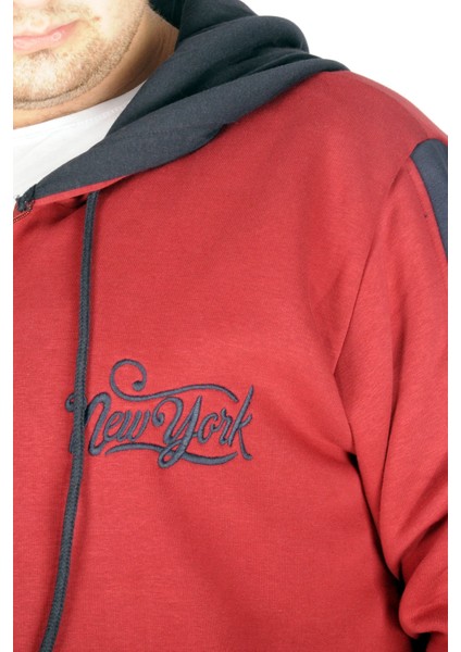 Büyük Beden Erkek Sweatshirt Vintage Newyork 21504 Bordo fırsatları