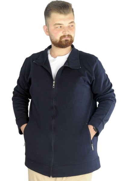 Buyuk Beden Erkek Hırka Fermuarlı Stell Dik Yaka 20571 Lacivert