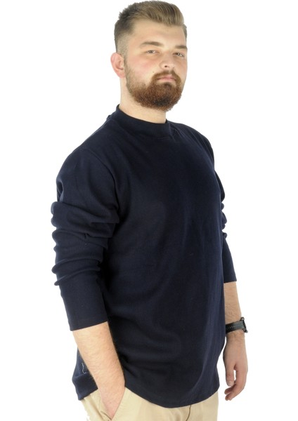 Büyük Beden Uzun Kol Yarım Balıkçı Kazak 22558 Lacivert fiyatları